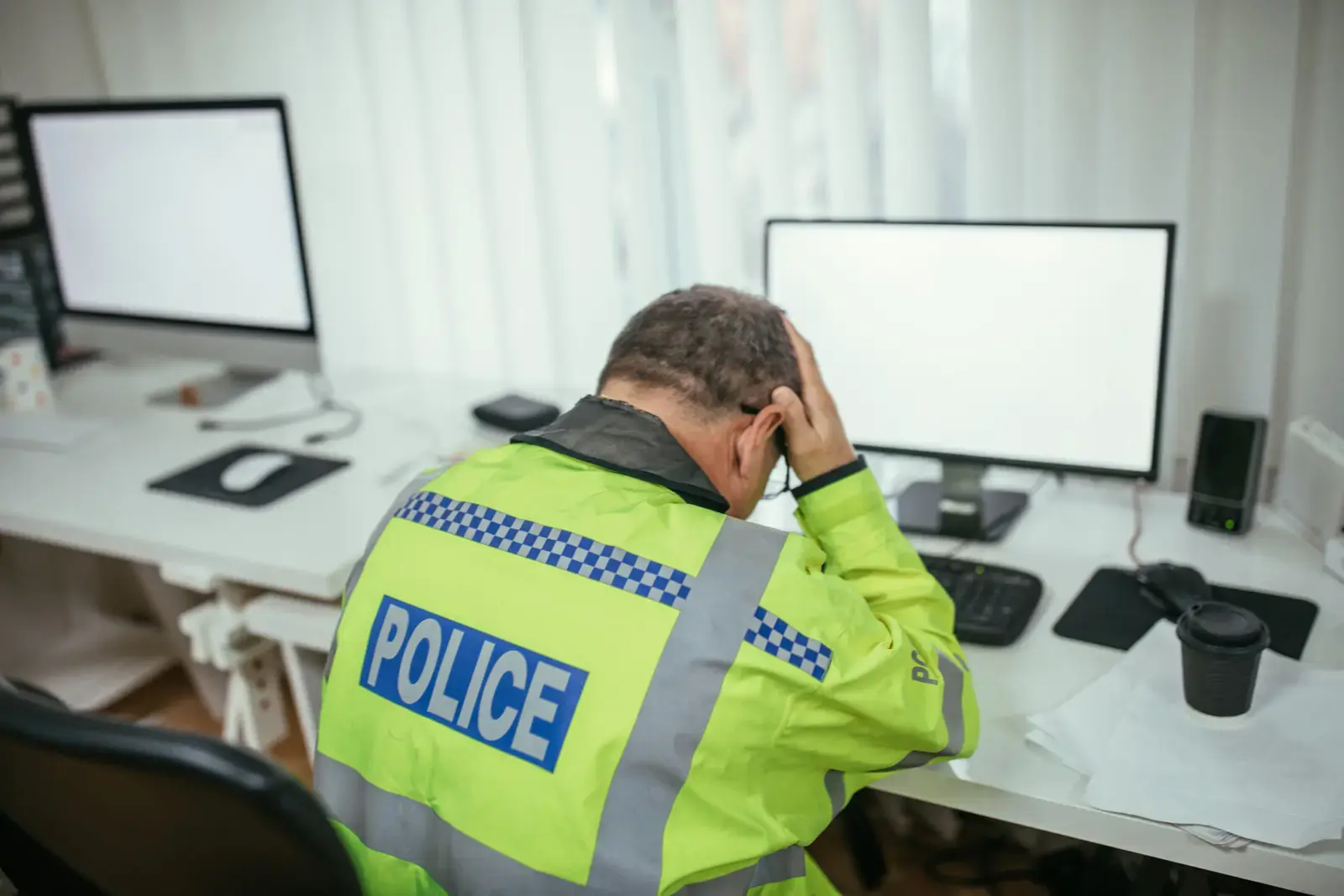 officer on computer image